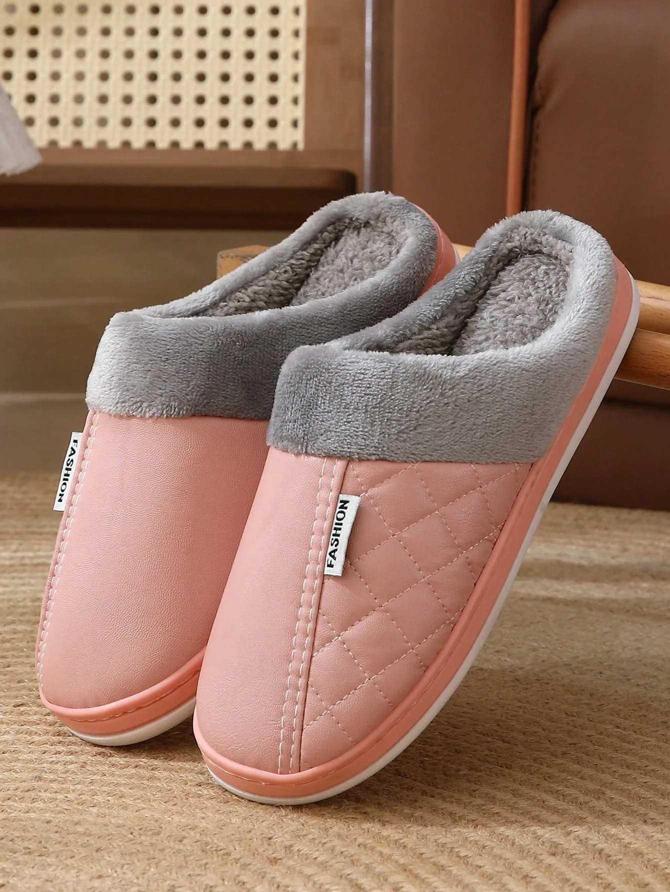 New PU Leather Waterproof Cotton Slippers For Women, Couples Autumn & Winter Indoor Soft Thickened Warm Slippers For Men Wholesale