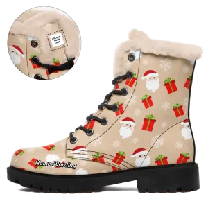 Personalized Santa Claus Boots, Custom  Cozy Holiday Winter Boots, Fur Lining Boots for Women and Men