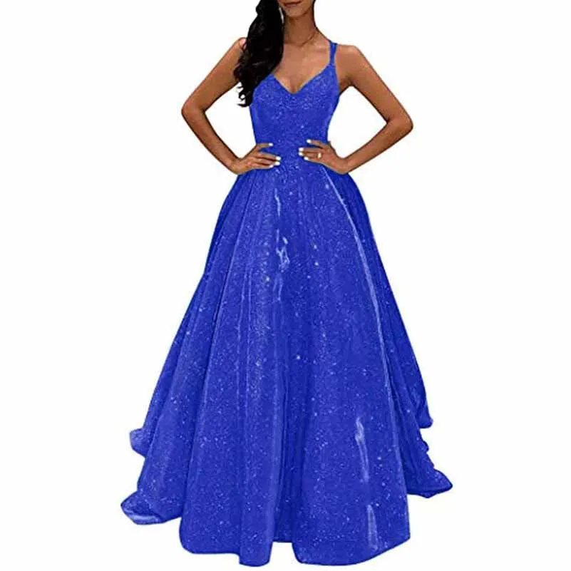 Prom Dresses Long A Line Formal Evening Ball Gowns Glitter Party Dress