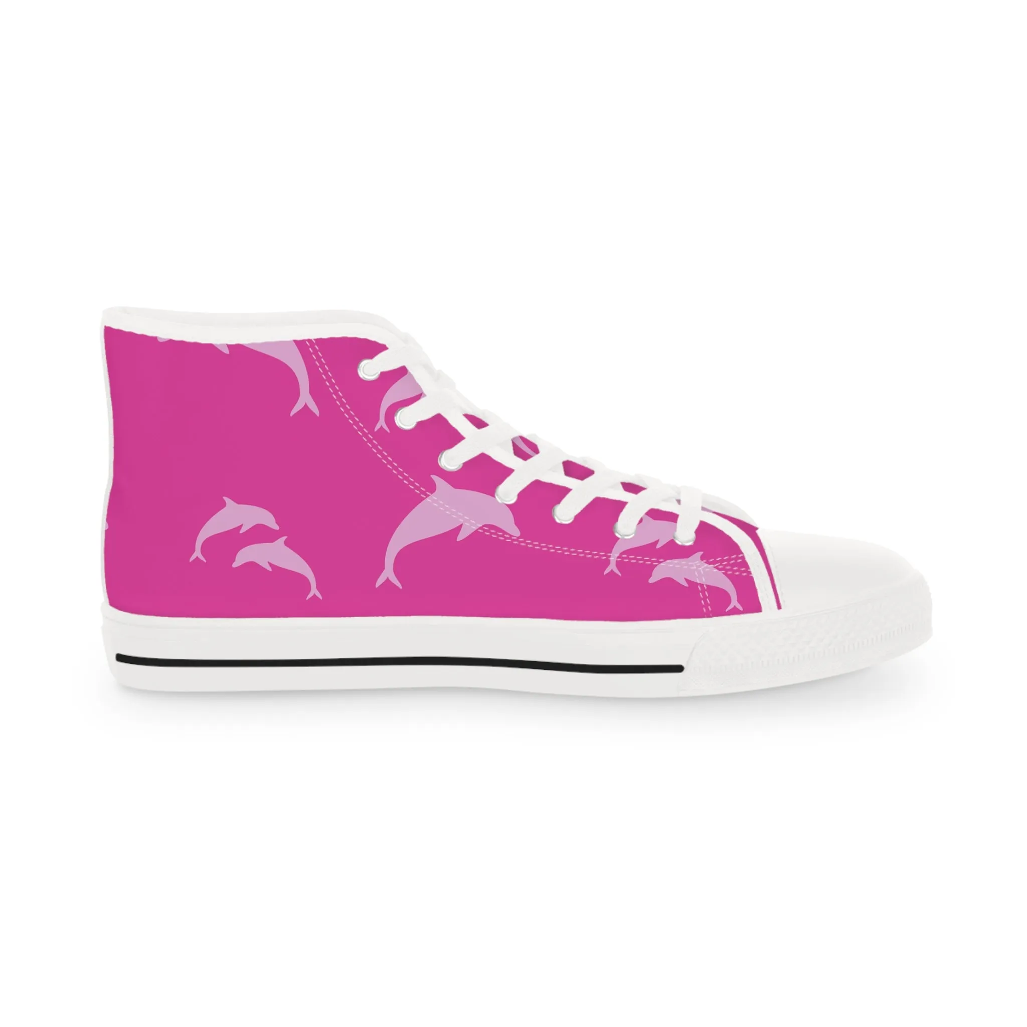 Purple and Pink Dolphin Men's High Top Sneakers