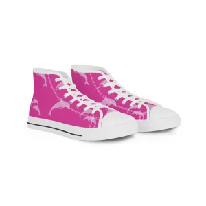 Purple and Pink Dolphin Men's High Top Sneakers