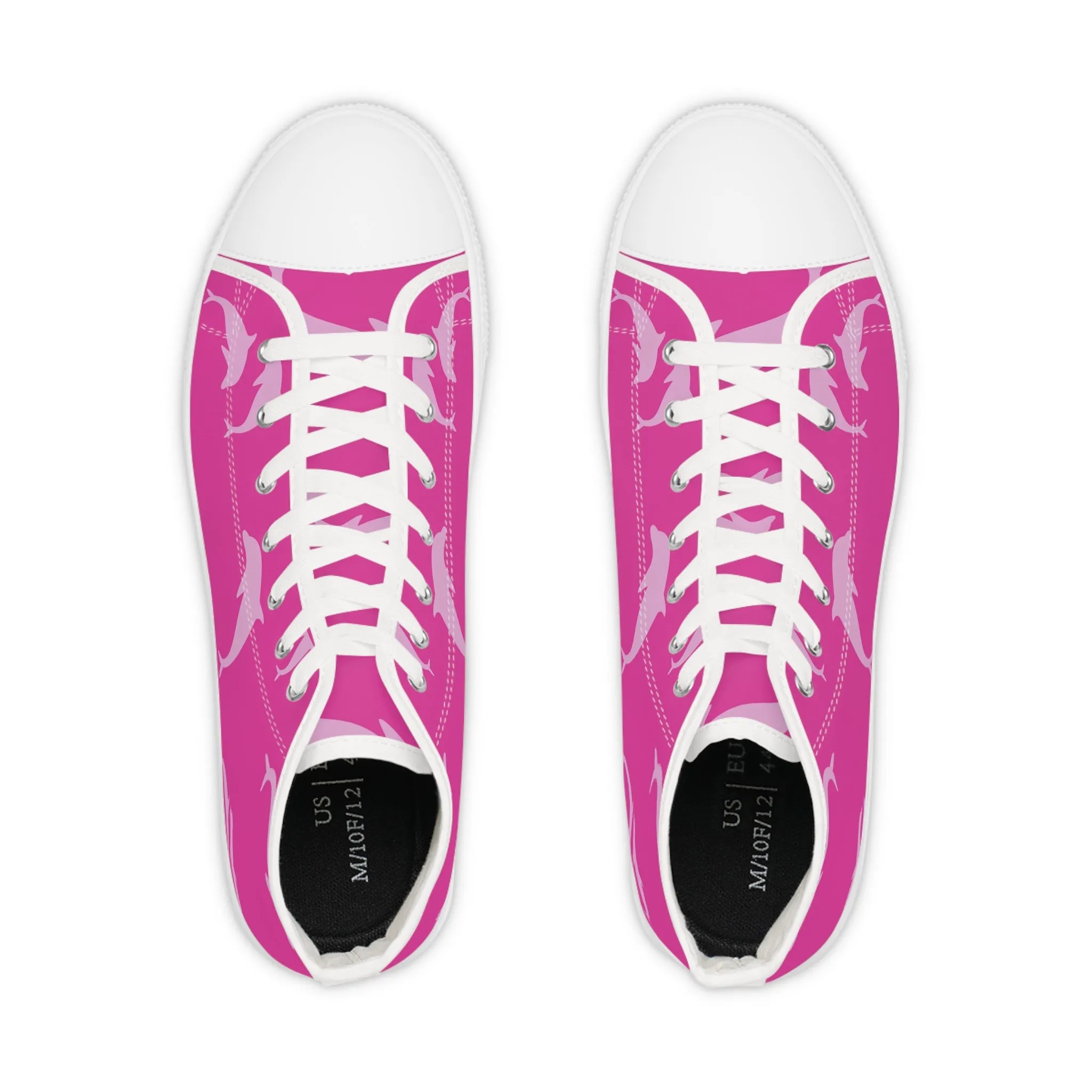 Purple and Pink Dolphin Men's High Top Sneakers