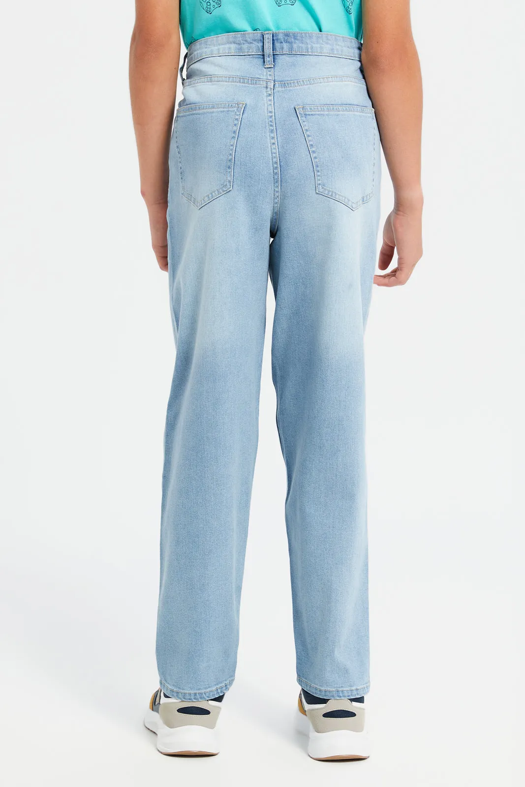 Senior Boys Blue Baggy Jeans