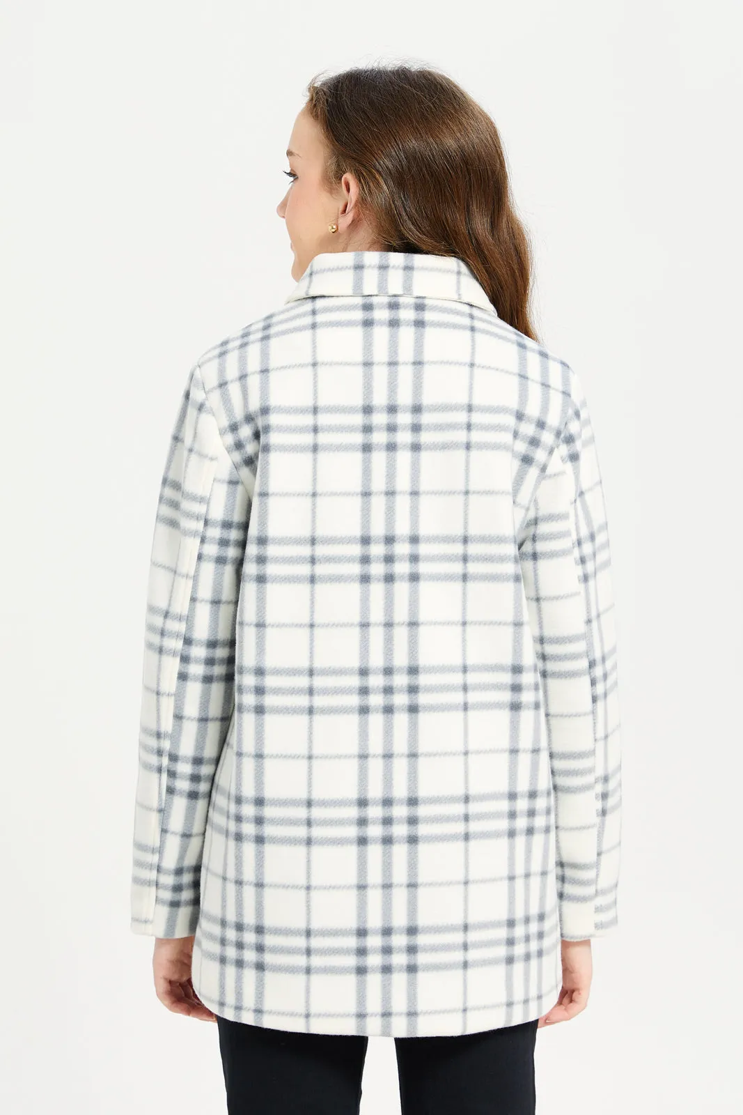 Senior Girls White Checkered Jacket