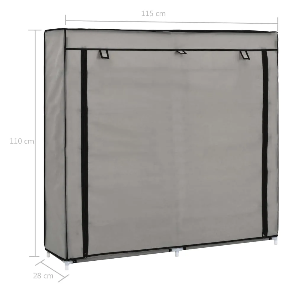 Shoe Cabinet with Cover Grey 115x28x110 cm Fabric