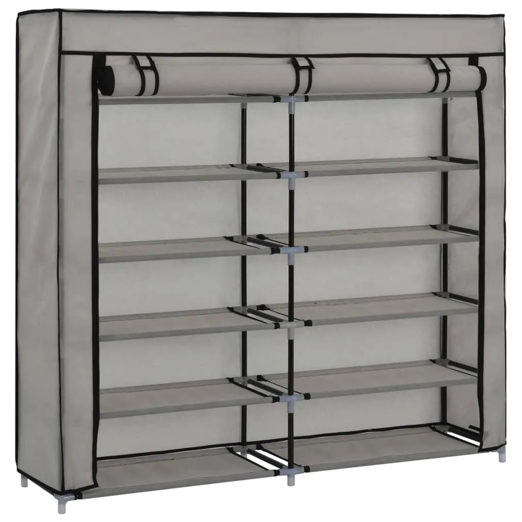 Shoe Cabinet with Cover Grey 115x28x110 cm Fabric