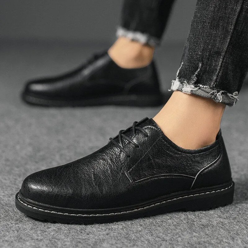 Shoes Spring Autumn Lace up Leather Shoes Office Style Men Casual