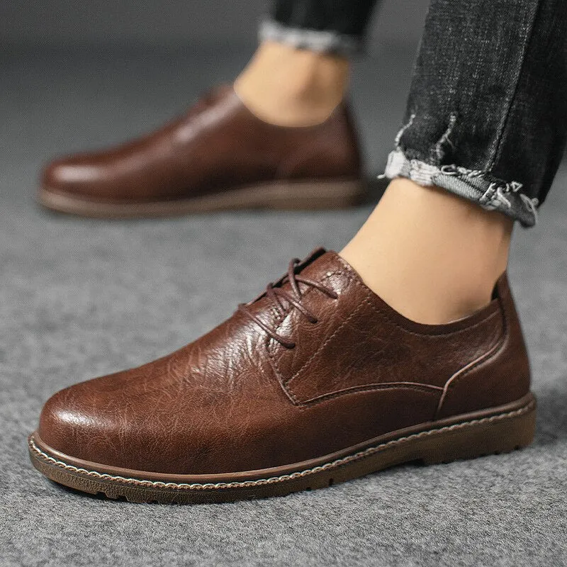 Shoes Spring Autumn Lace up Leather Shoes Office Style Men Casual