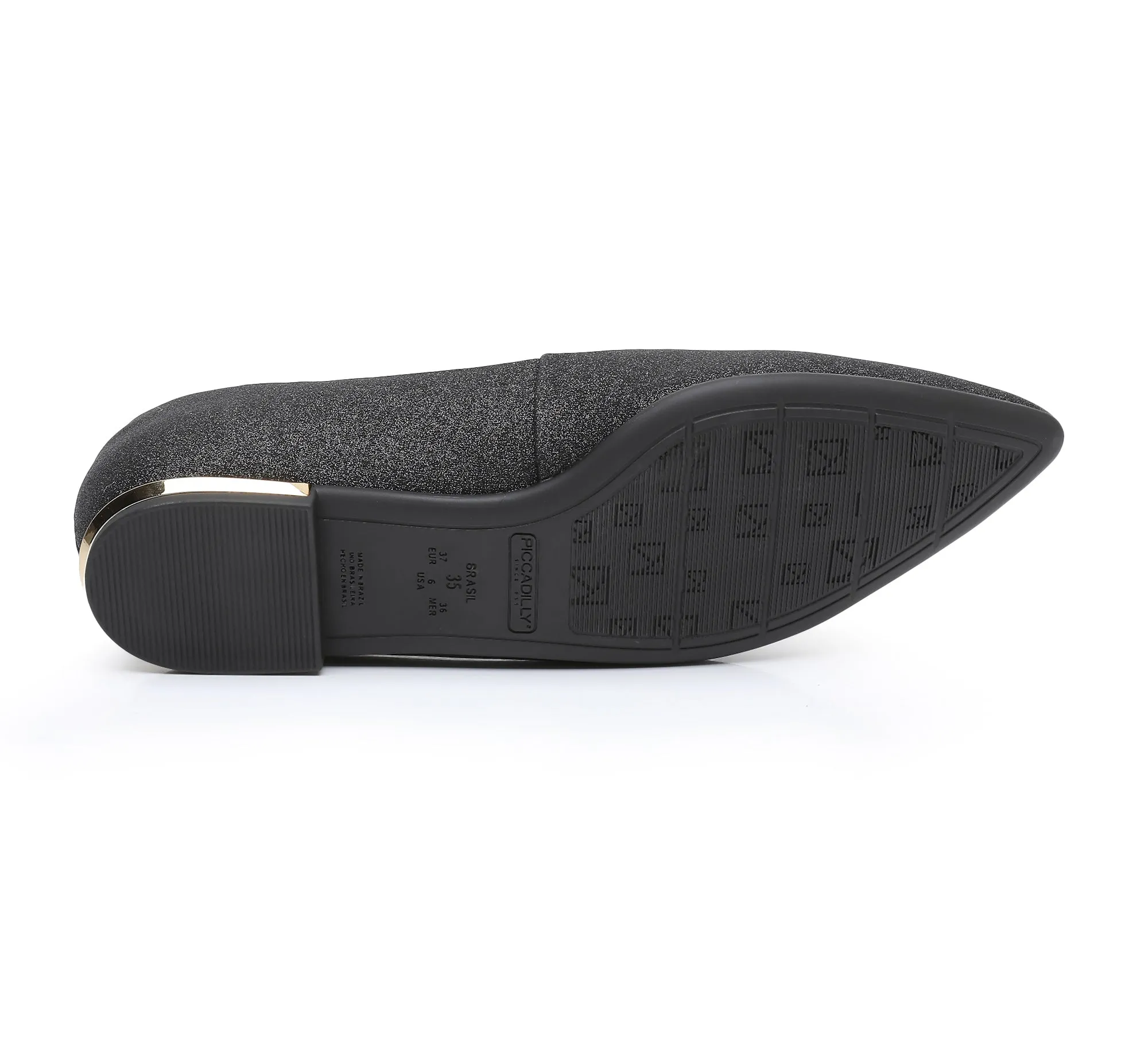 Sleek Deco Point Flats - Glitter Black (274.054)