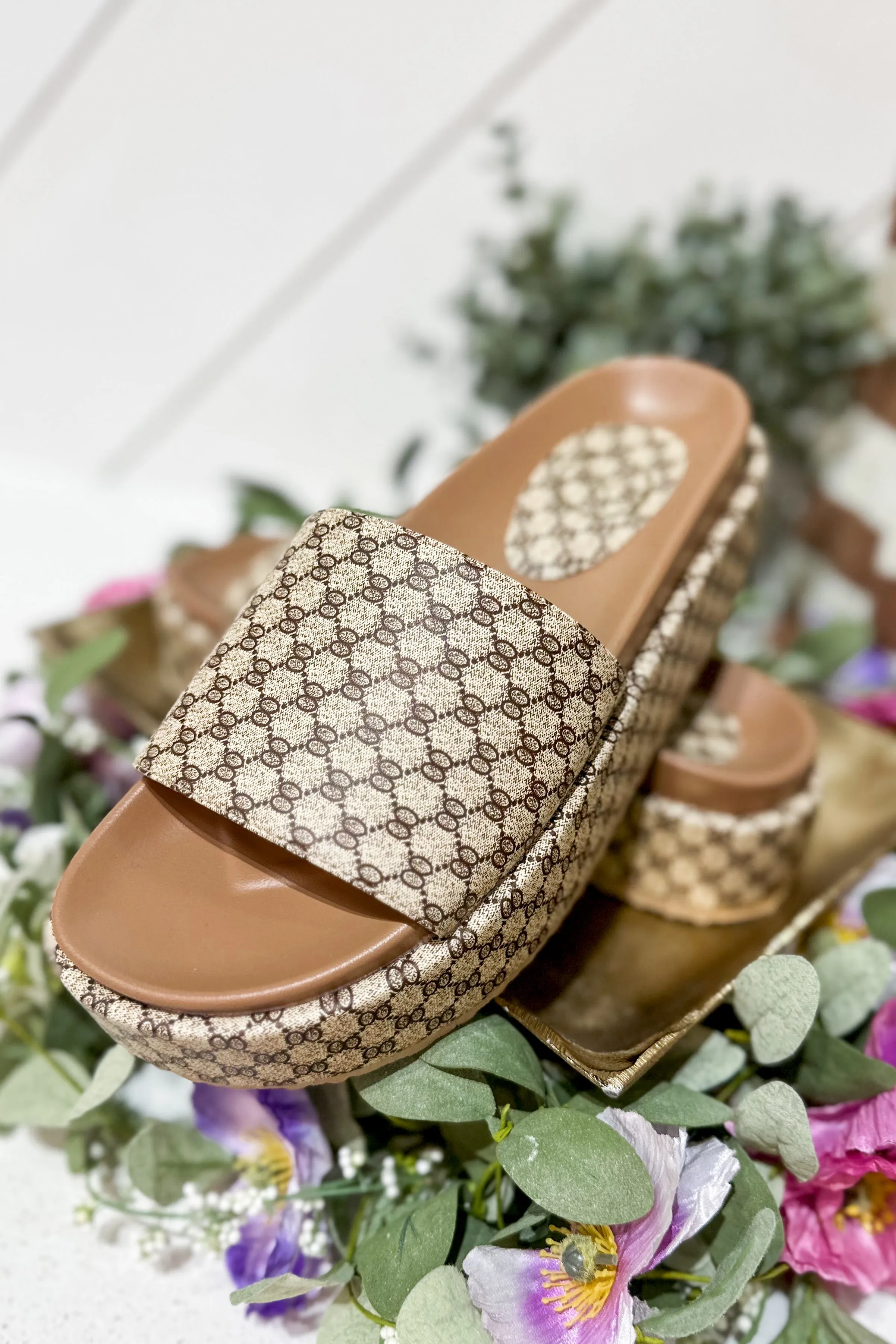 Tila Neutral Tan Platform Slides *FINAL SALE*