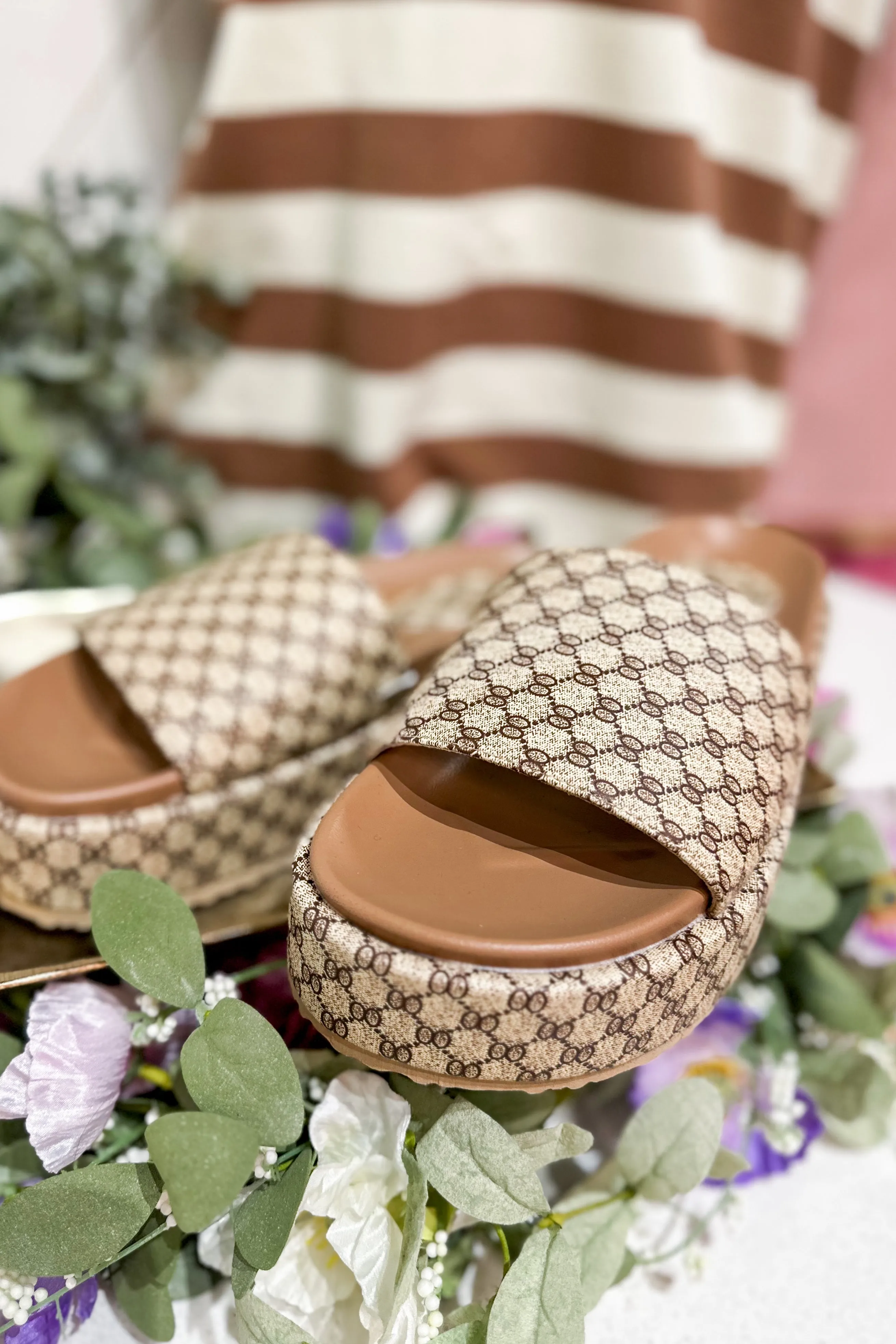 Tila Neutral Tan Platform Slides *FINAL SALE*