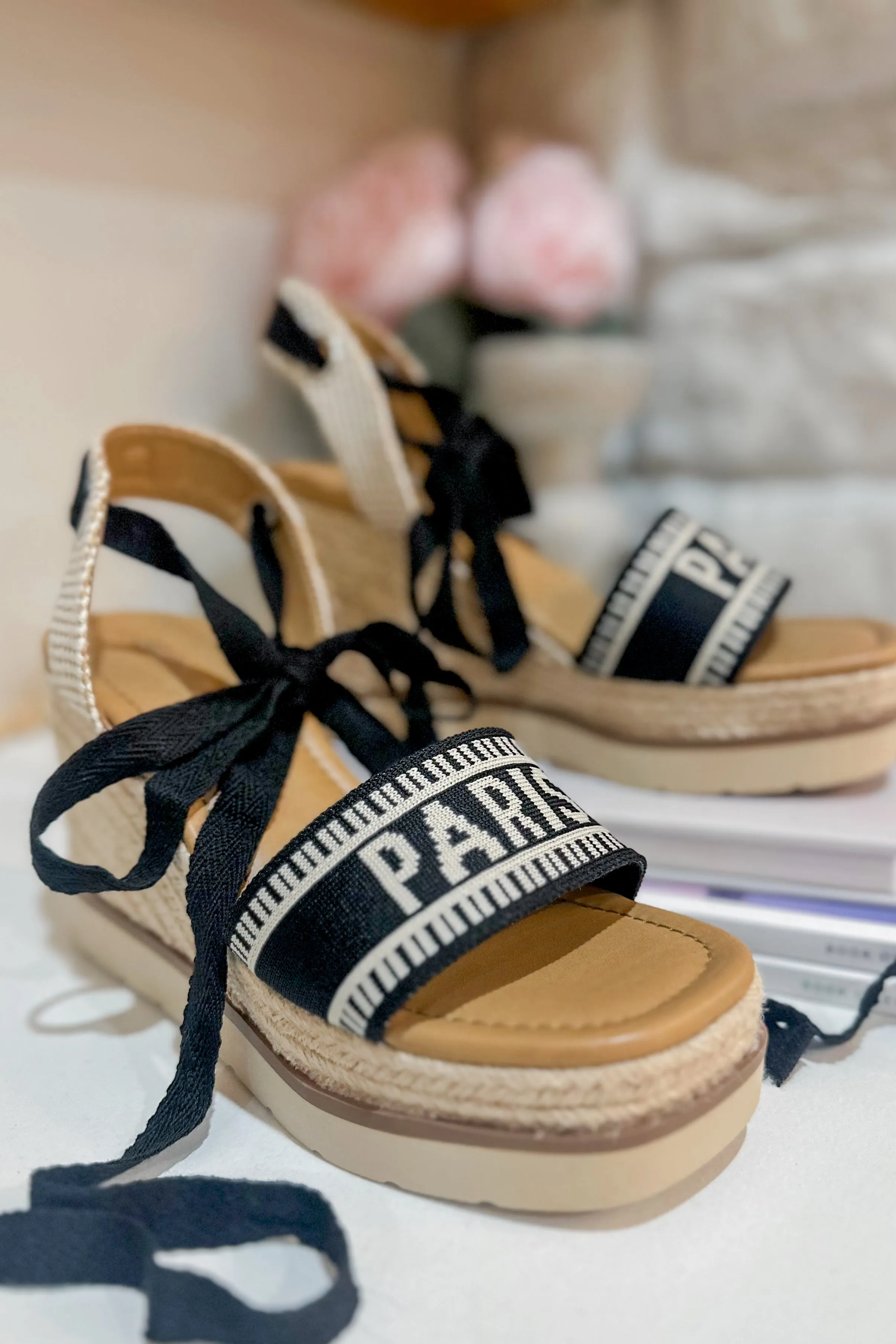 Times City Inspired Ankle Wrap Espadrille Wedge Sandals *FINAL SALE*