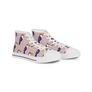 Toucan and Pink Background Men's High Top Sneakers