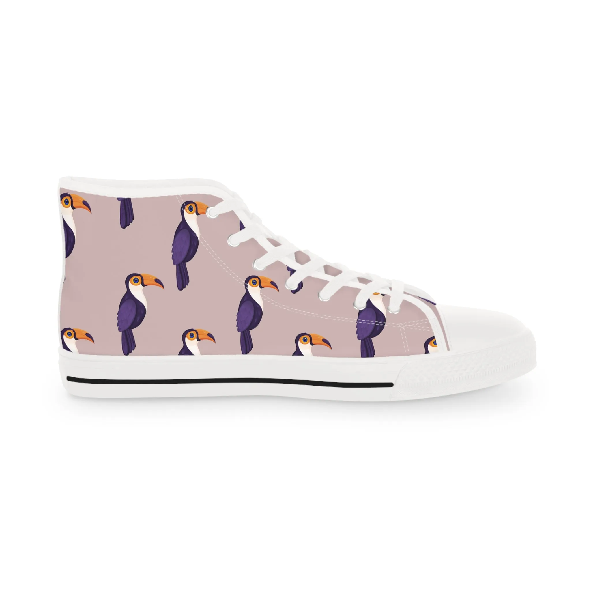 Toucan and Pink Background Men's High Top Sneakers