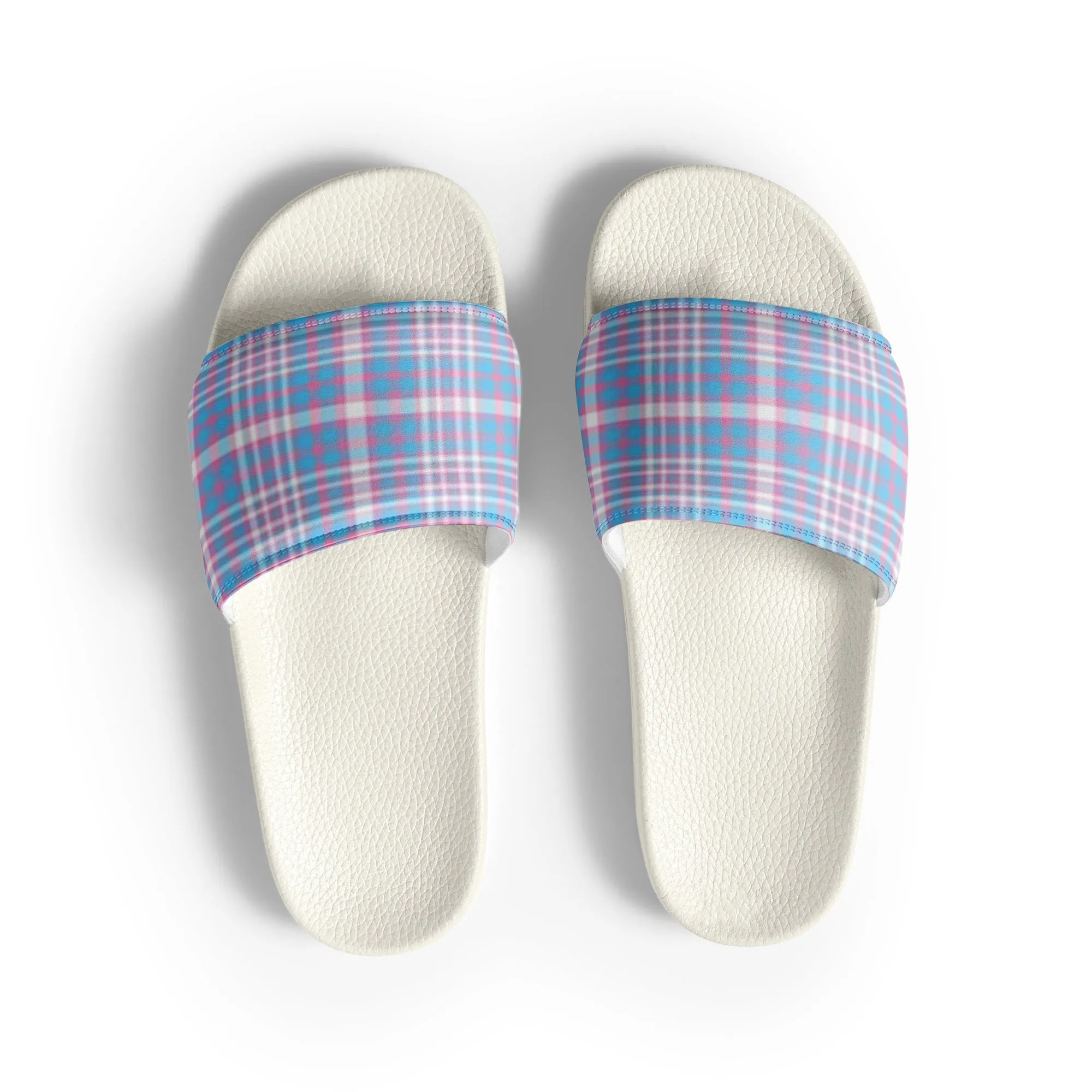 Transgender Trans Pride Women's Size Slides Sandals in Plaid