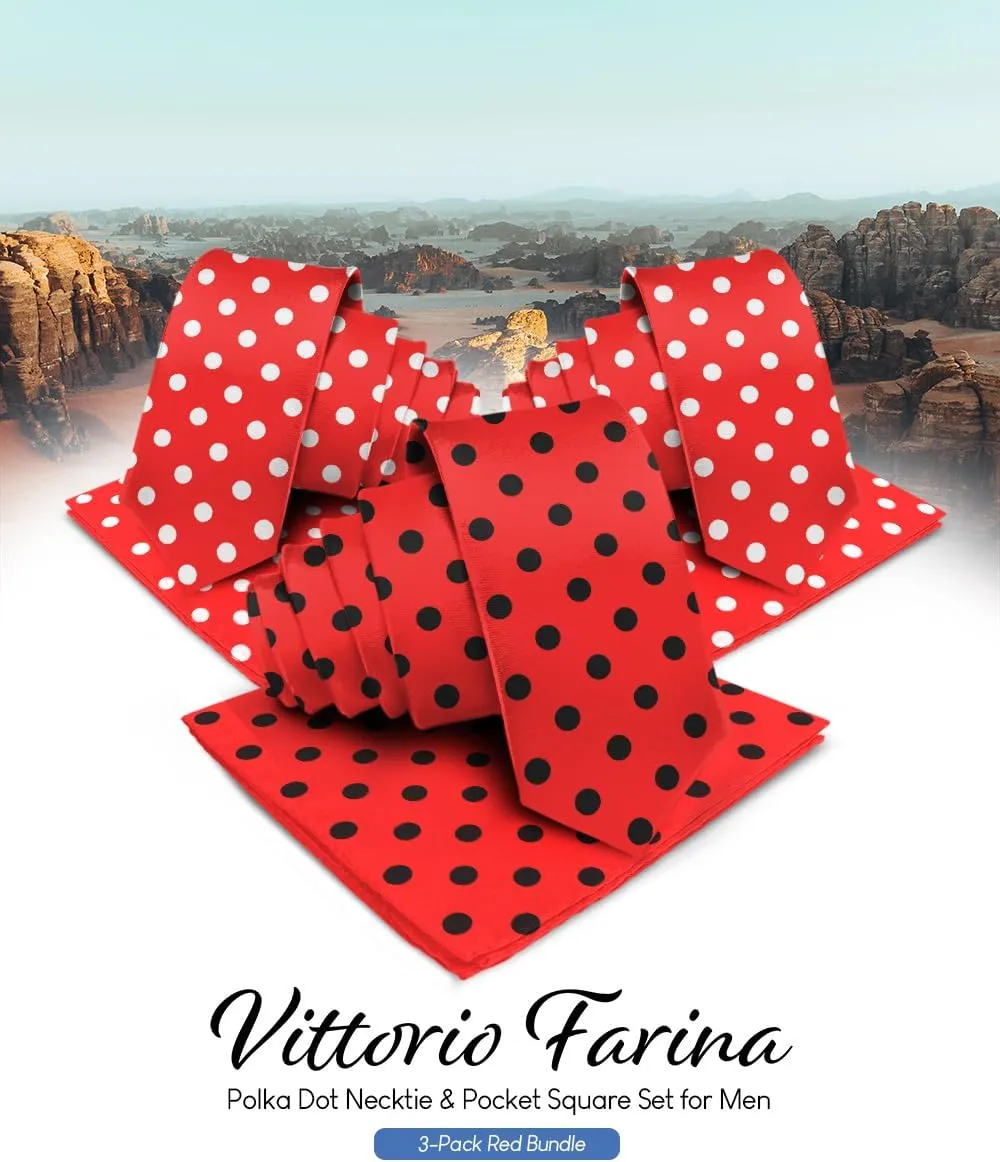 Vittorio Farina Men's Polka Dot Necktie & Pocket Square