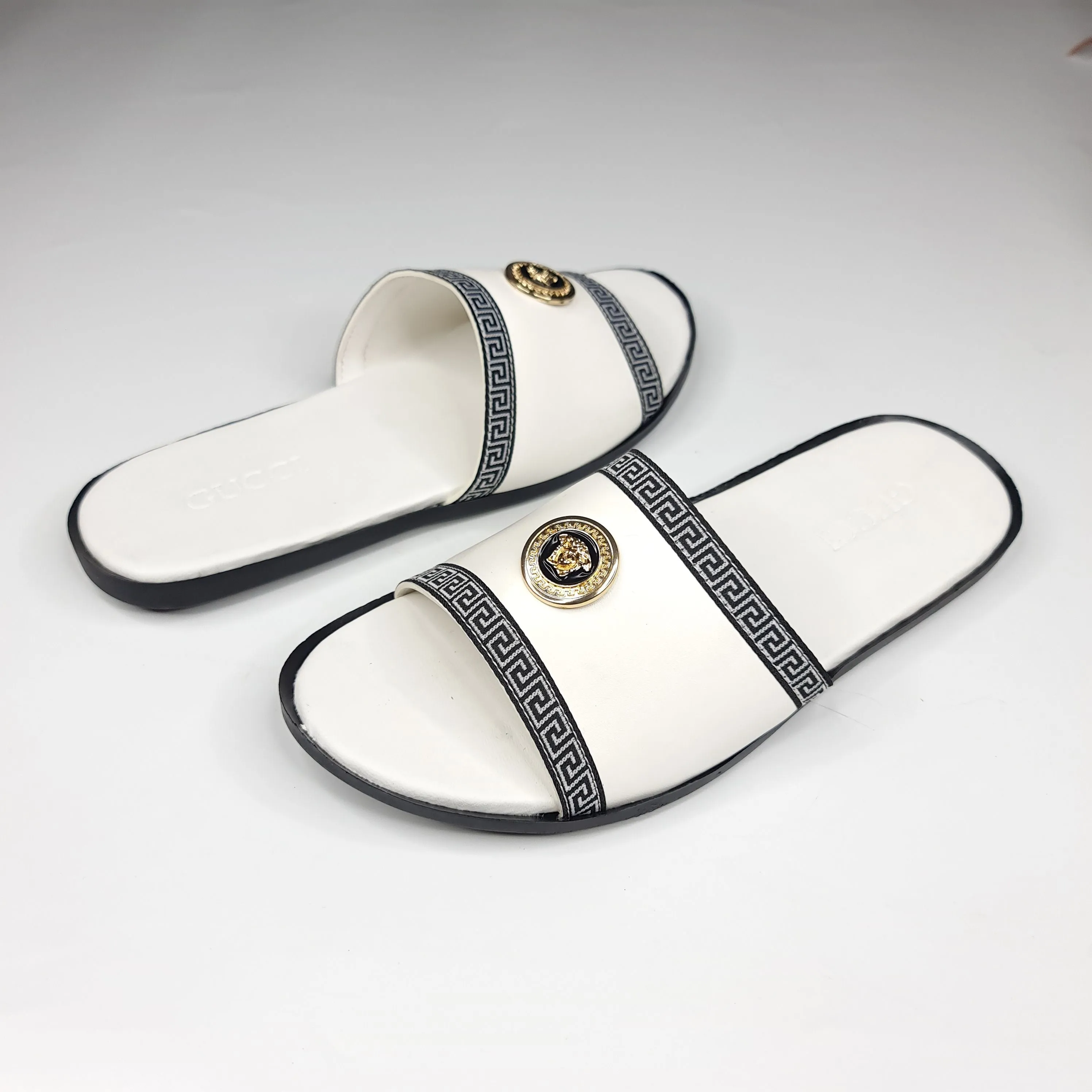 White Buckle Slippers