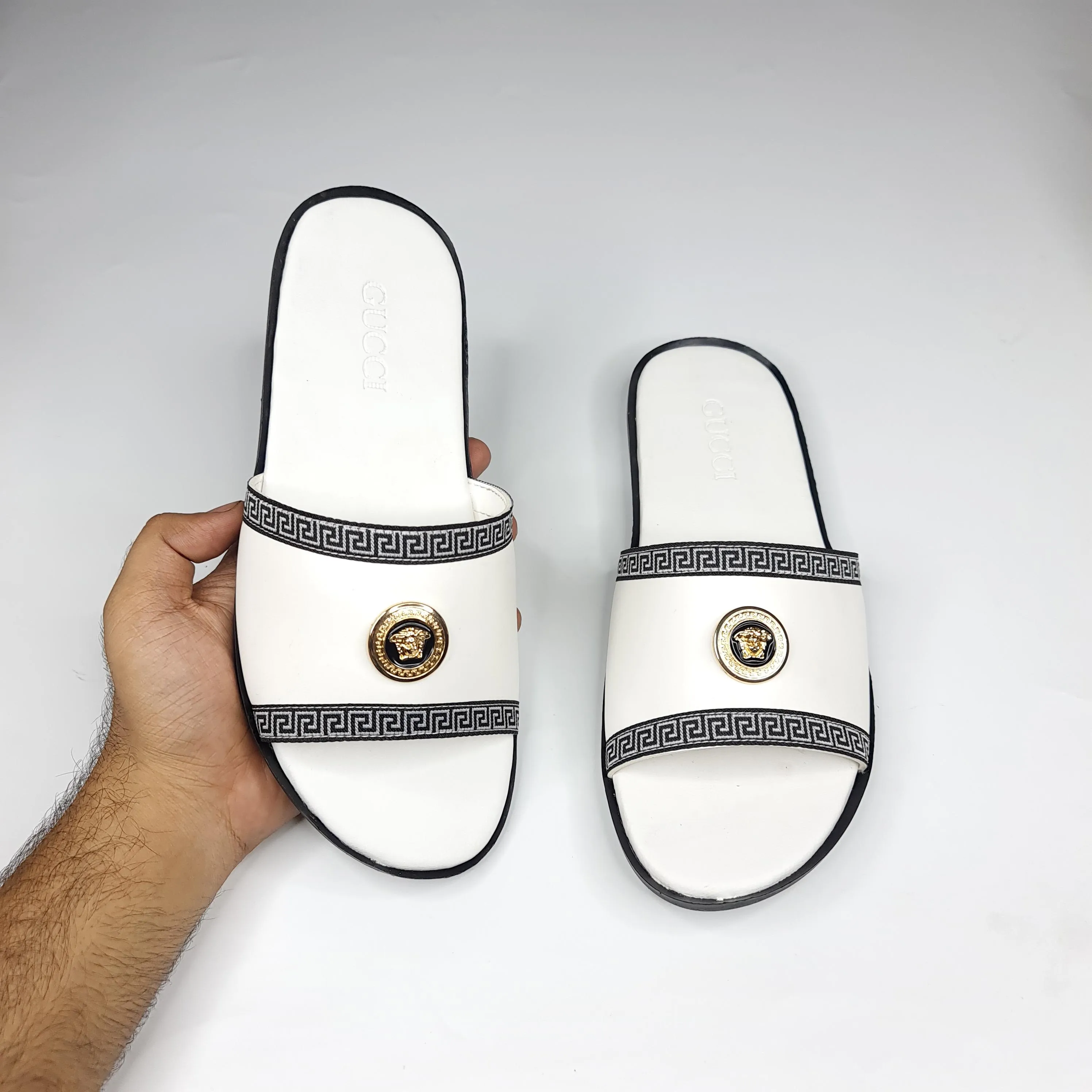 White Buckle Slippers